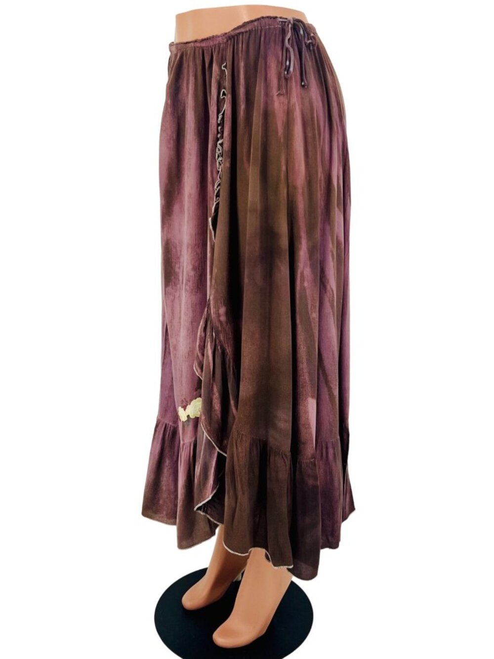 Vtg Free People Boho Embroidered Maxi Skirt| Boho Grunge Fairycore Dark Coquette - Picture 6 of 16
